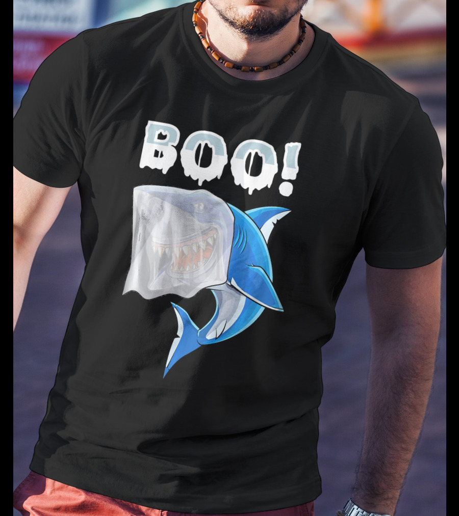 Boo Shark Ghost Halloween Trick Boo T-Shirt