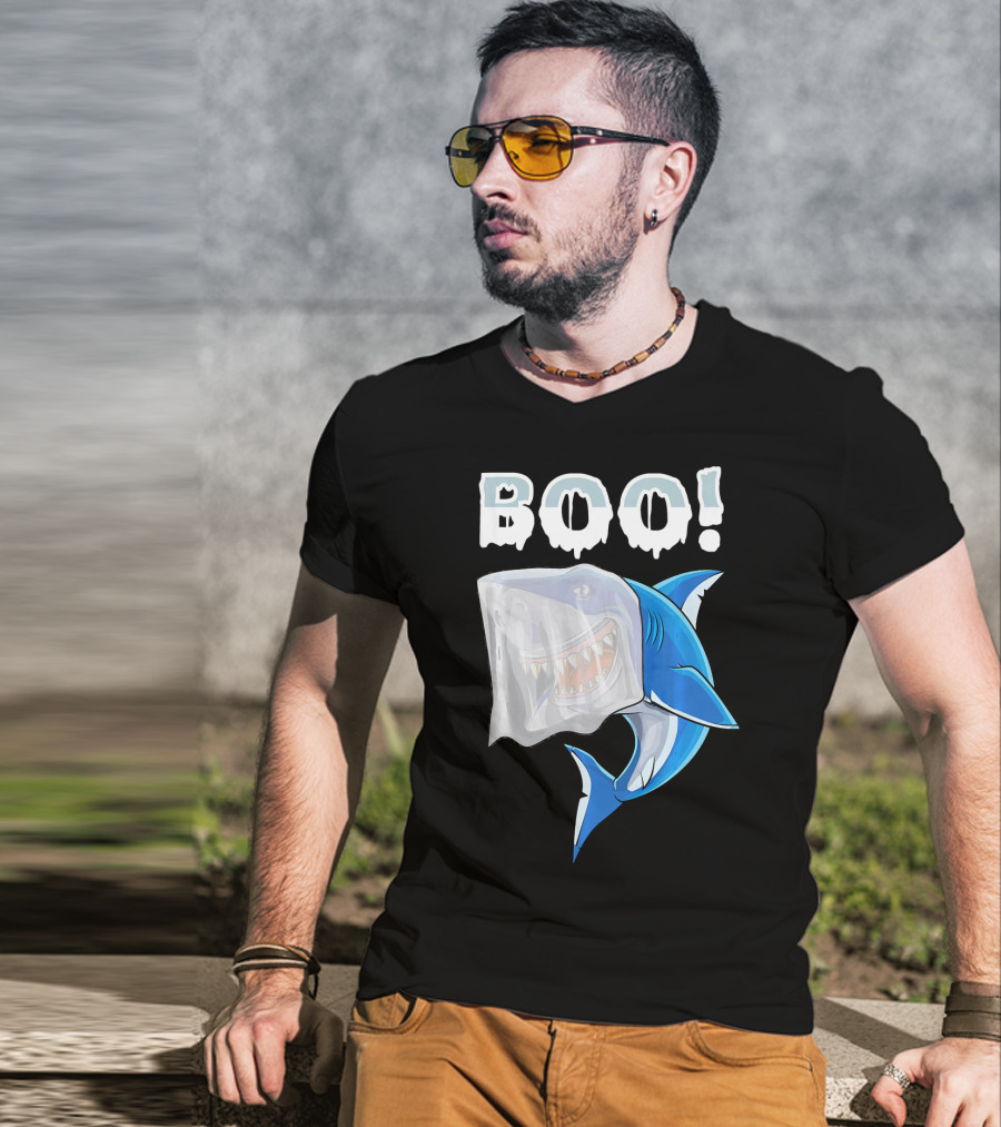Boo Shark Ghost Halloween Trick Boo T-Shirt
