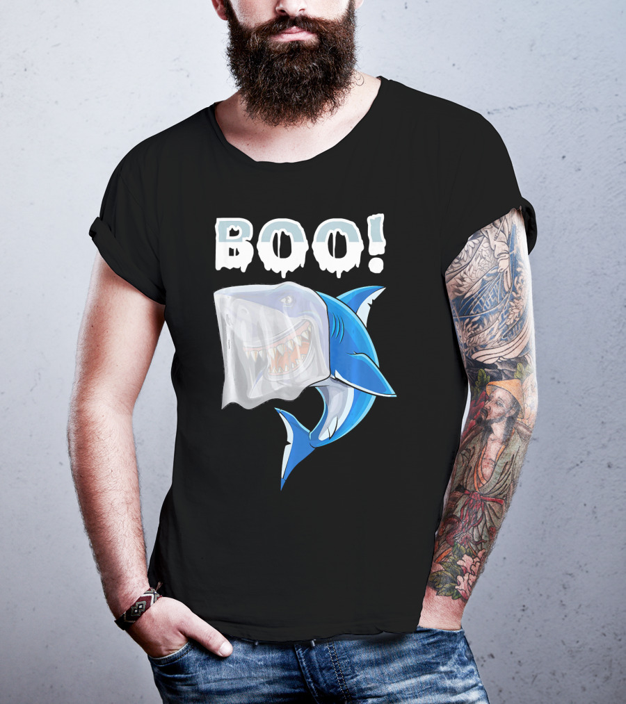 Boo Shark Ghost Halloween Trick Boo T-Shirt