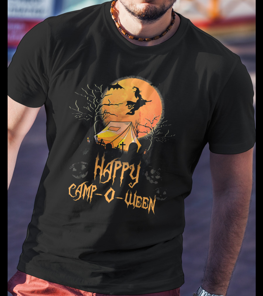 Happy Camp O Ween Halloween Witch Tent Scene T-Shirt