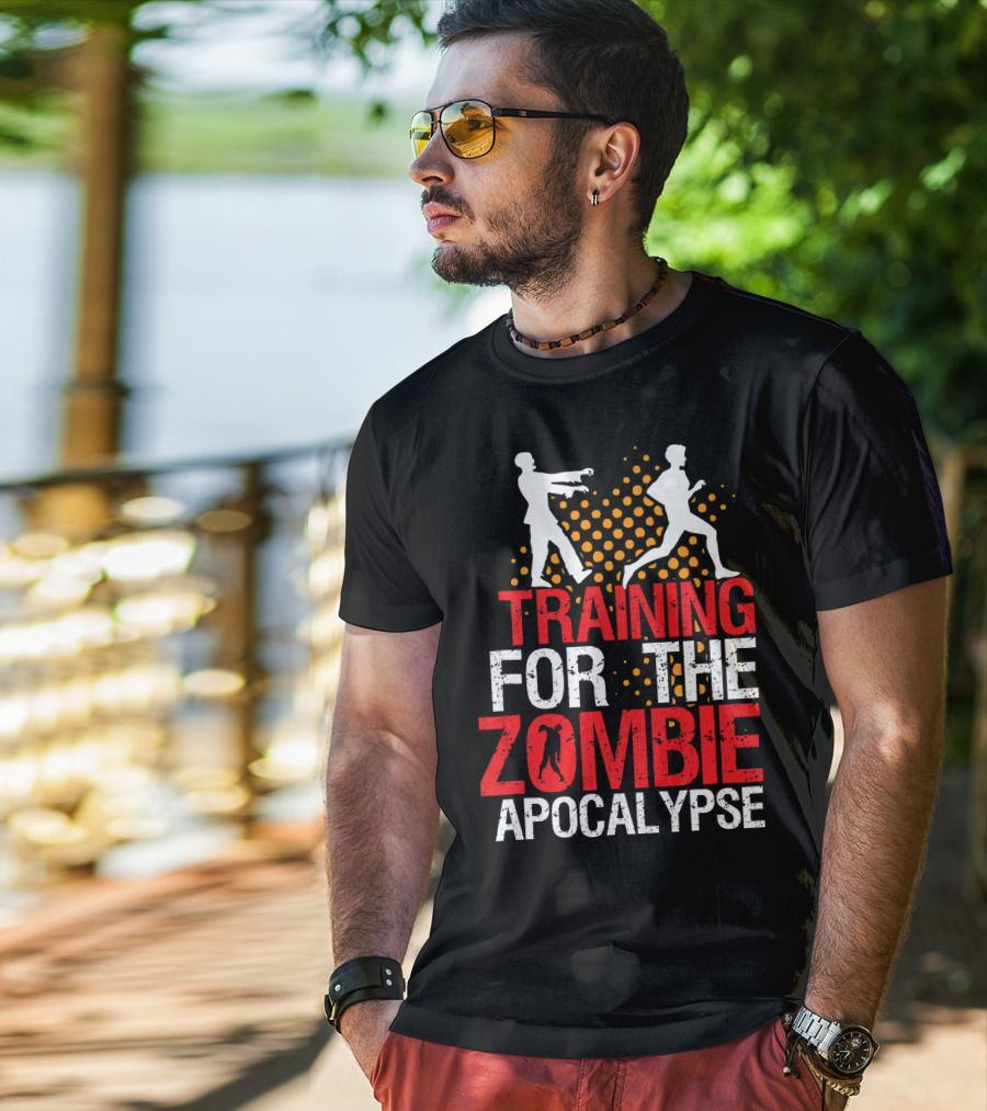 Training For The Zombie Apocalypse Marathon Running Humor T-Shirt