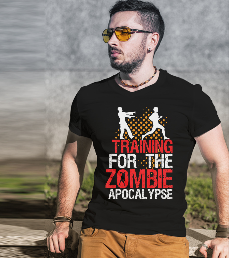 Training For The Zombie Apocalypse Marathon Running Humor T-Shirt