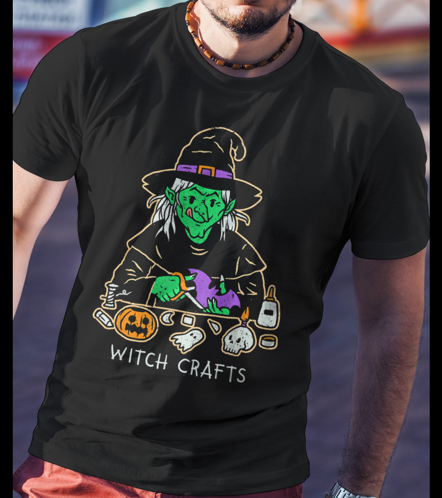 Witch Crafts Halloween Witchcraft With Pumpkins And Spooky Elements T-Shirt