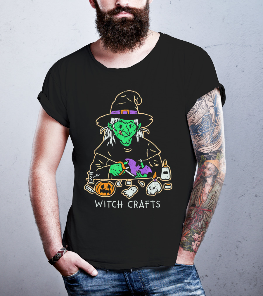 Witch Crafts Halloween Witchcraft With Pumpkins And Spooky Elements T-Shirt