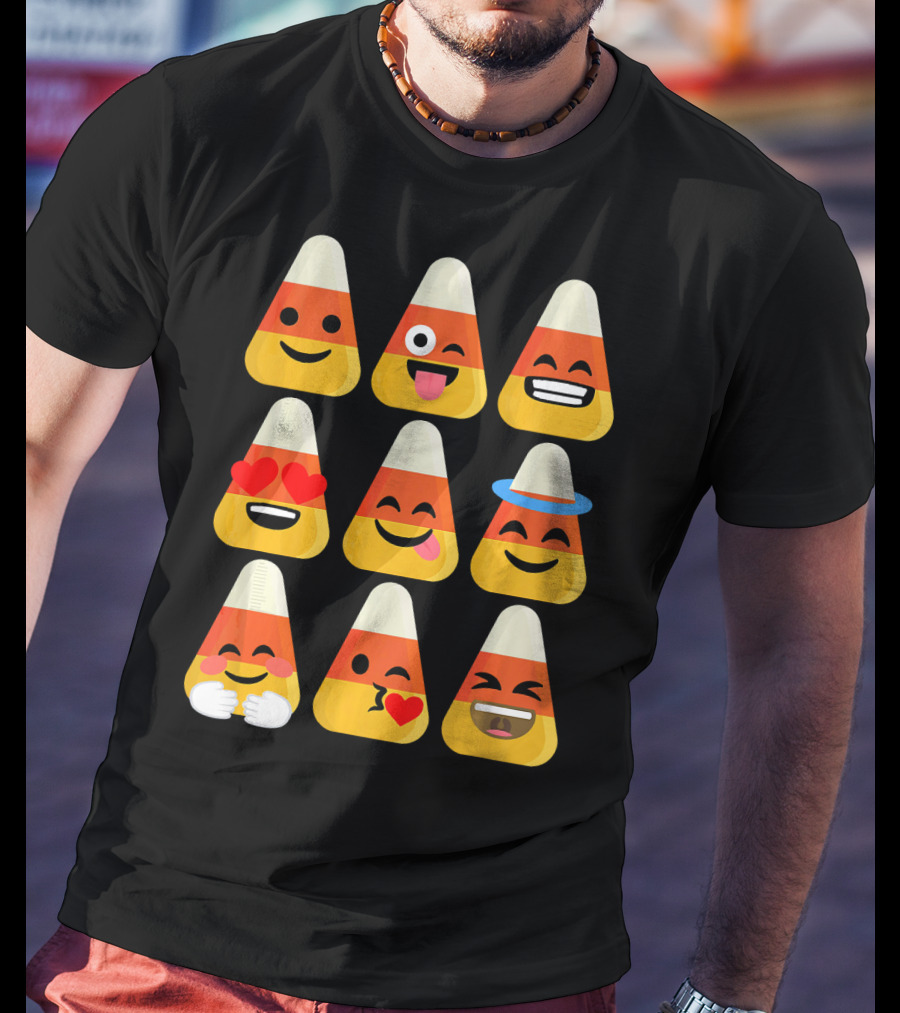Candy Corn Emoji Faces Kawaii Expressions T-Shirt
