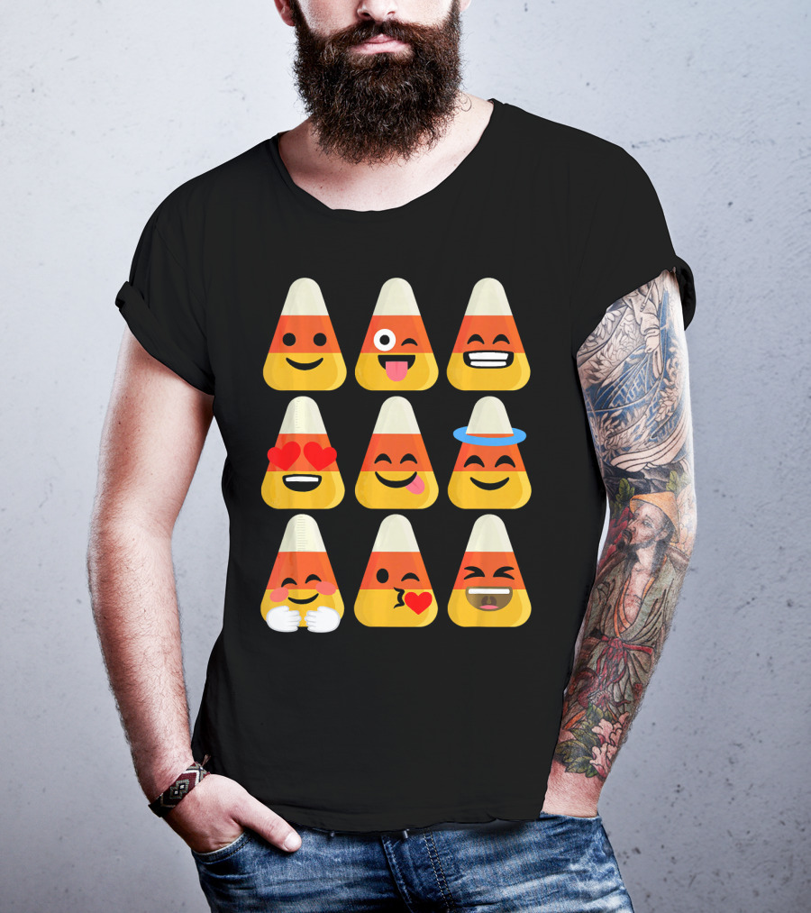 Candy Corn Emoji Faces Kawaii Expressions T-Shirt