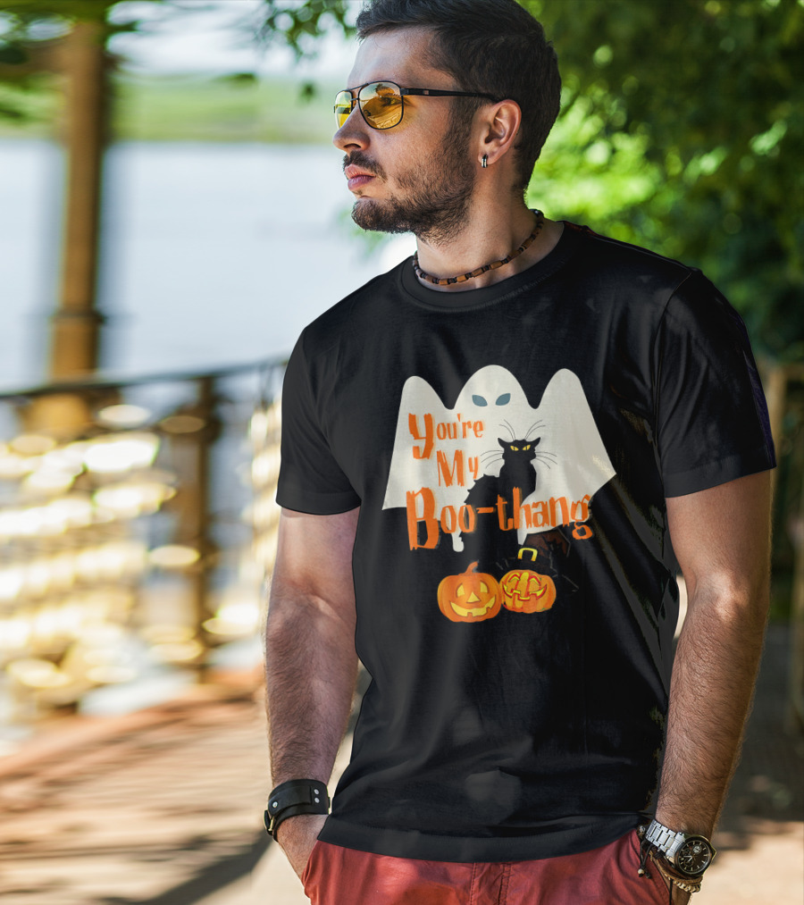 You're My Boo-Thang Halloween Ghost Black Cat Pumpkins T-Shirt