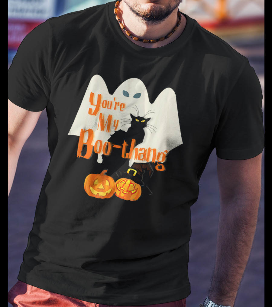 You're My Boo-Thang Halloween Ghost Black Cat Pumpkins T-Shirt