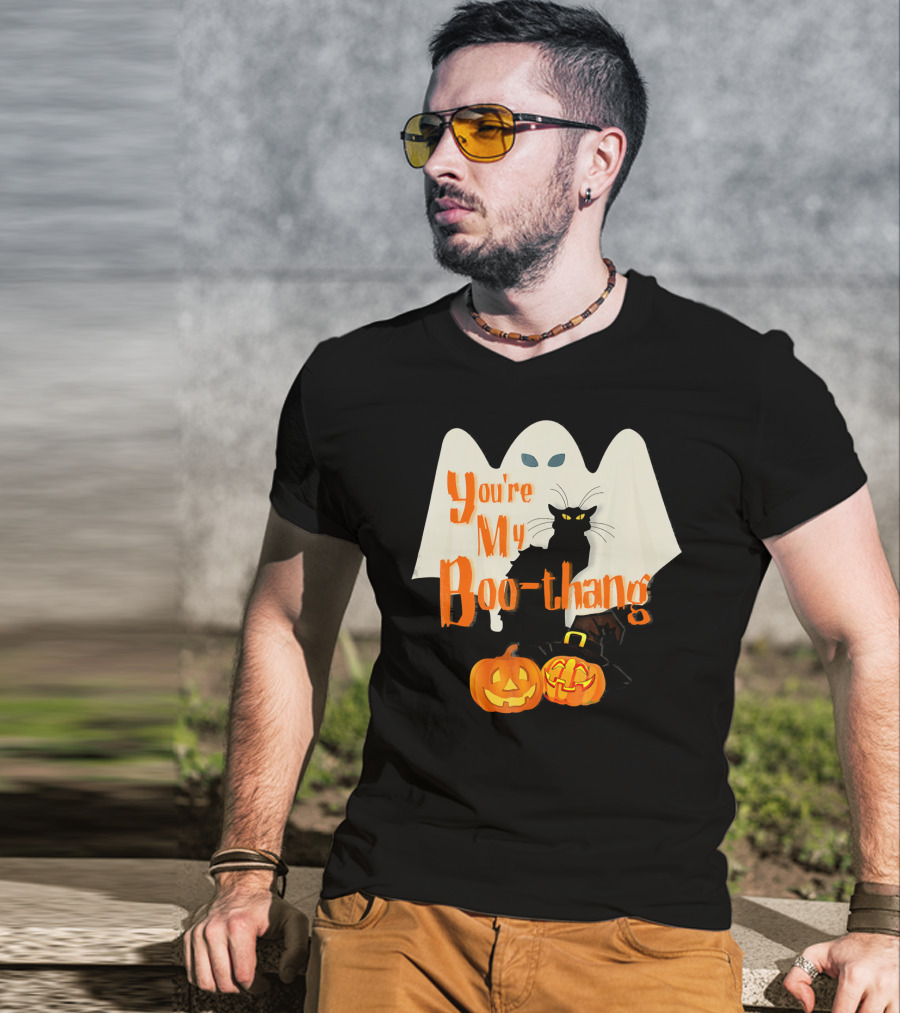 You're My Boo-Thang Halloween Ghost Black Cat Pumpkins T-Shirt