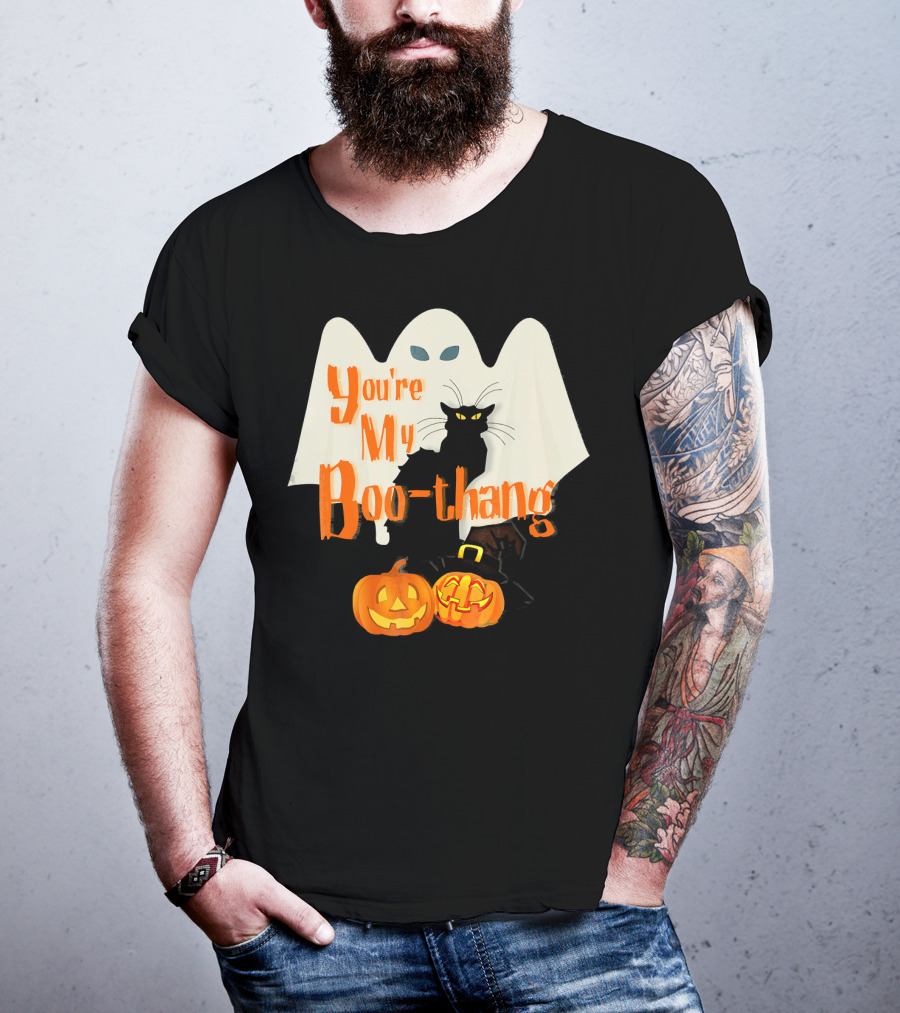 You're My Boo-Thang Halloween Ghost Black Cat Pumpkins T-Shirt