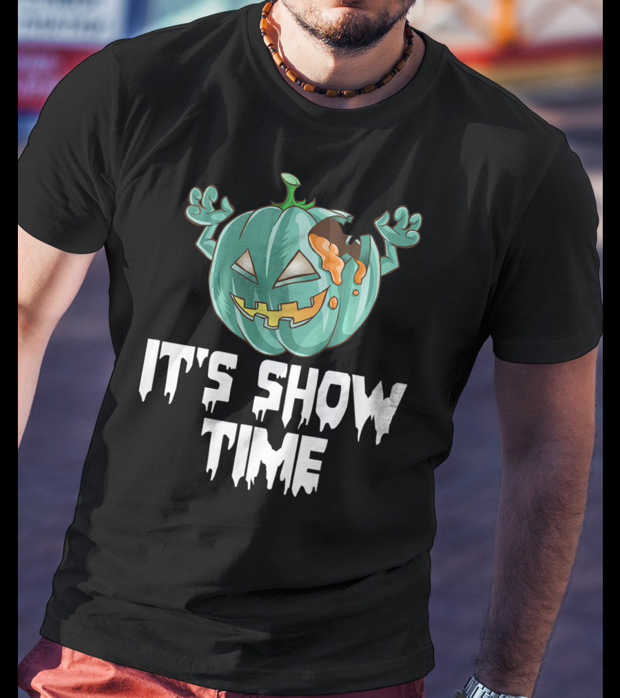 Zombie Pumpkin It's Show Time Halloween Fun T-Shirt