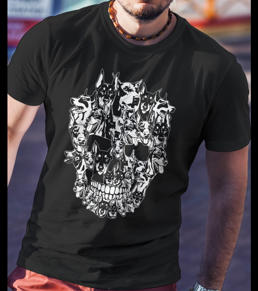Doberman Dog Faces Forming Skull Design Best T-Shirt