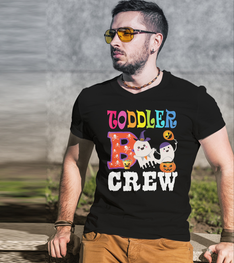 Toddler Boo Crew Halloween Ghosts And Skulls T-Shirt