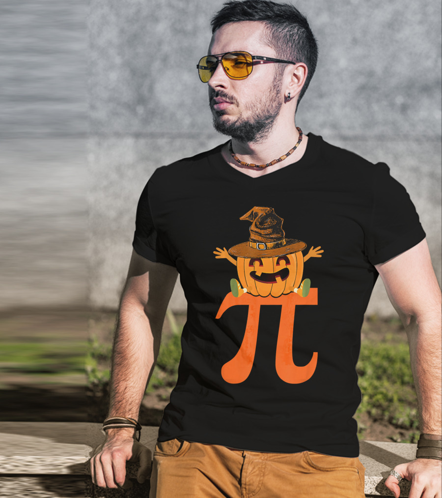 Halloween Pumpkin Witch Sitting On Pi T-Shirt