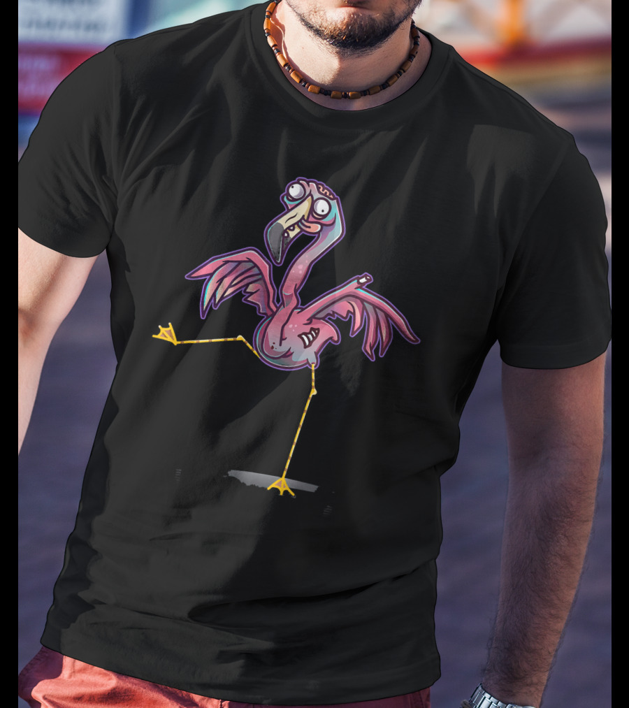 Zombie Flamingo Happy Flamingoween Pink Quirky Halloween Creature T-Shirt
