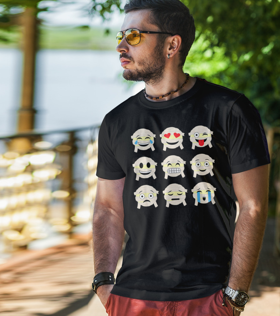 Mummy Emoji Funny Faces Emoticon Mummies Collection T-Shirt