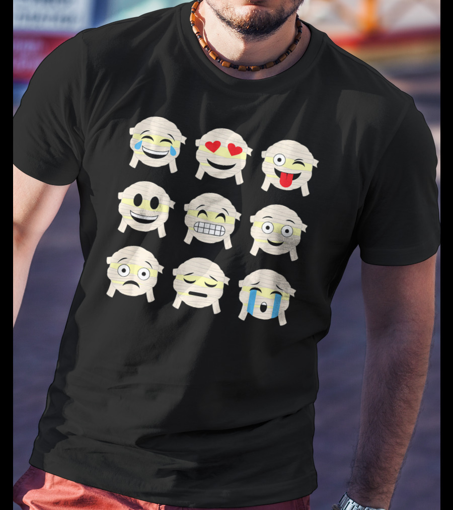 Mummy Emoji Funny Faces Emoticon Mummies Collection T-Shirt