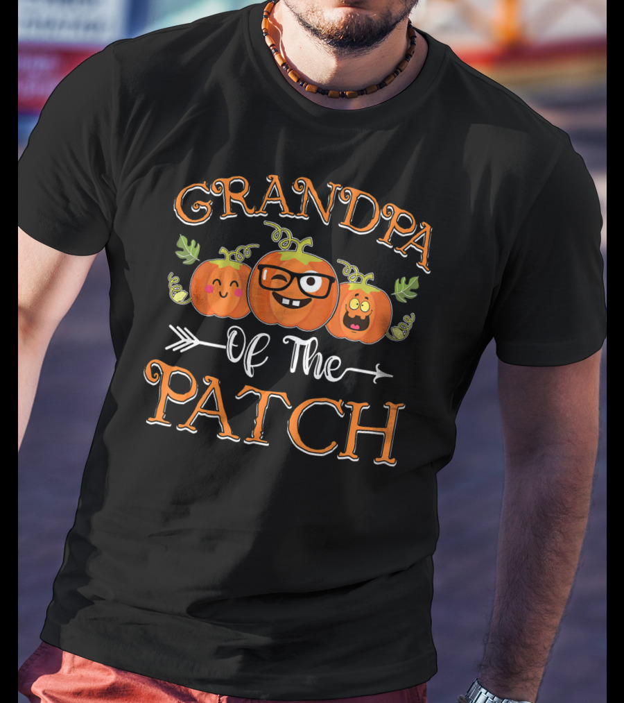 Grandpa Of The Patch Cute Pumpkin Family Faces T-Shirt