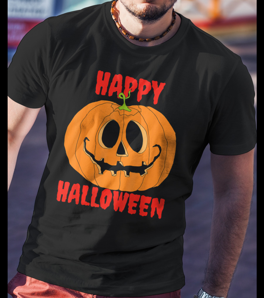 Happy Halloween Big Orange Jack O Lantern Pumpkin T-Shirt