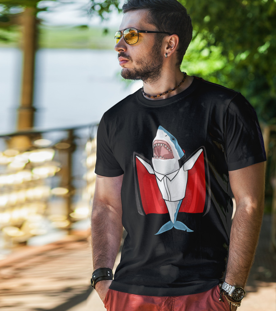 Halloween Shark Vampire Funny Costume T-Shirt