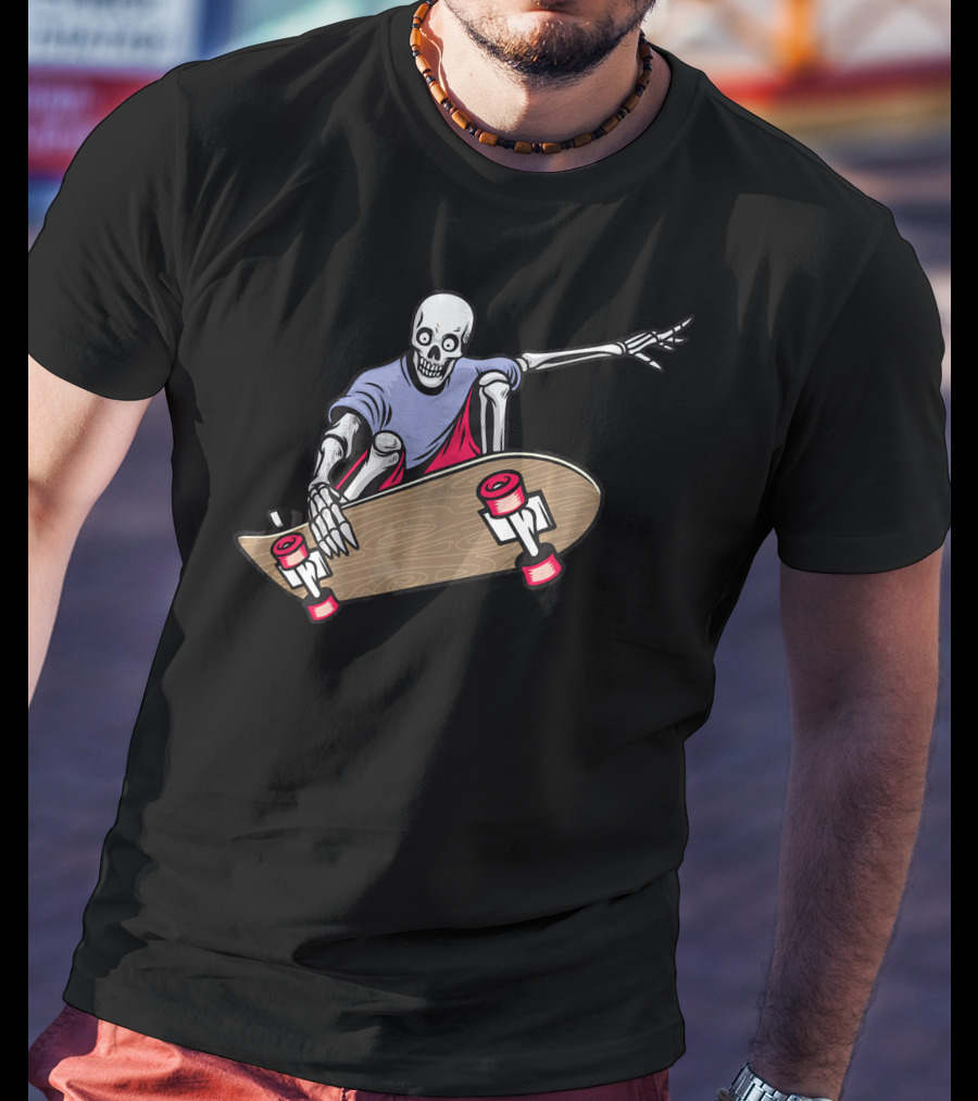 Skeleton Skateboarding Halloween Trick Airtime T-Shirt