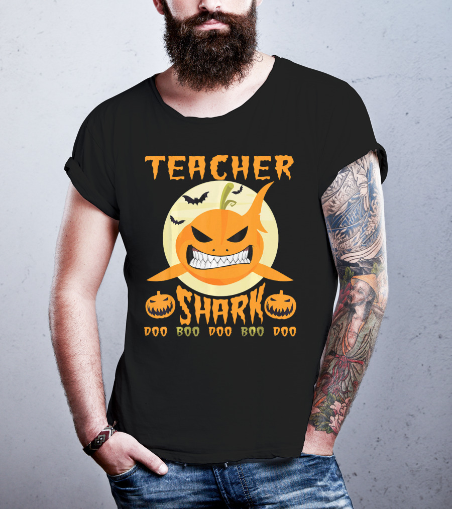 Teacher Shark Doo Doo Boo Boo Pumpkin Halloween T-Shirt