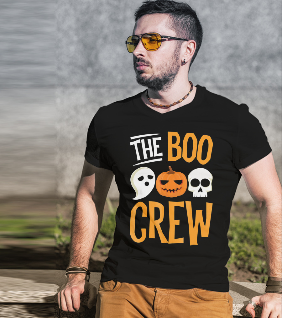 The Boo Crew Ghost Pumpkin Skull Halloween T-Shirt
