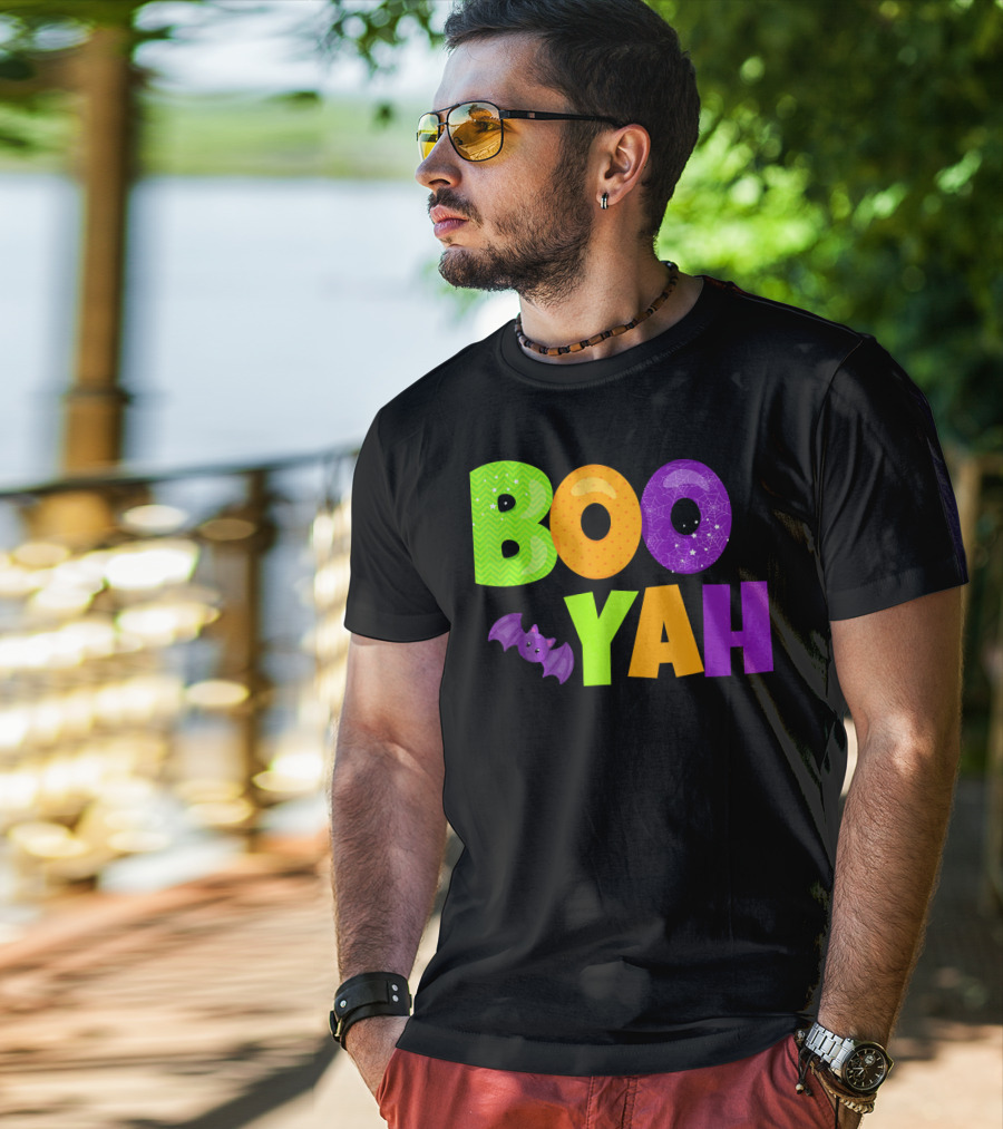 Boo Yah Halloween Bat Spooky Colors T-Shirt