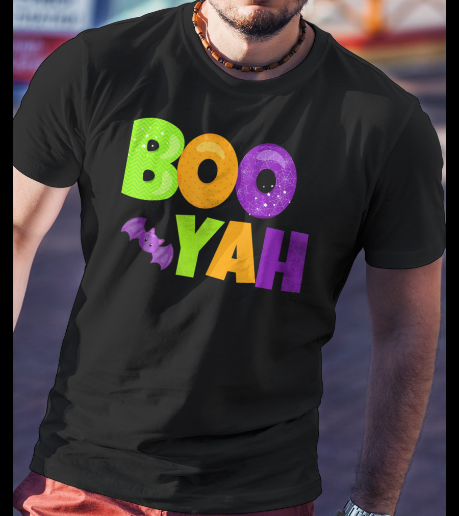 Boo Yah Halloween Bat Spooky Colors T-Shirt