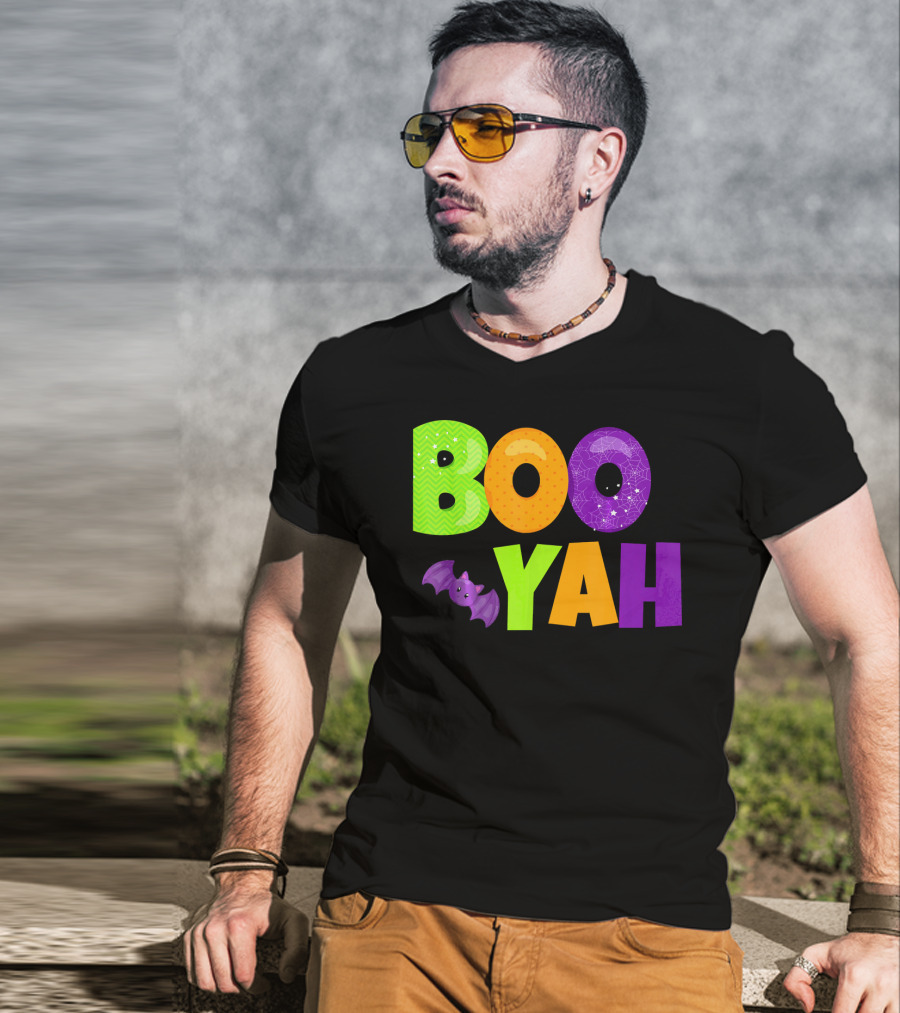 Boo Yah Halloween Bat Spooky Colors T-Shirt
