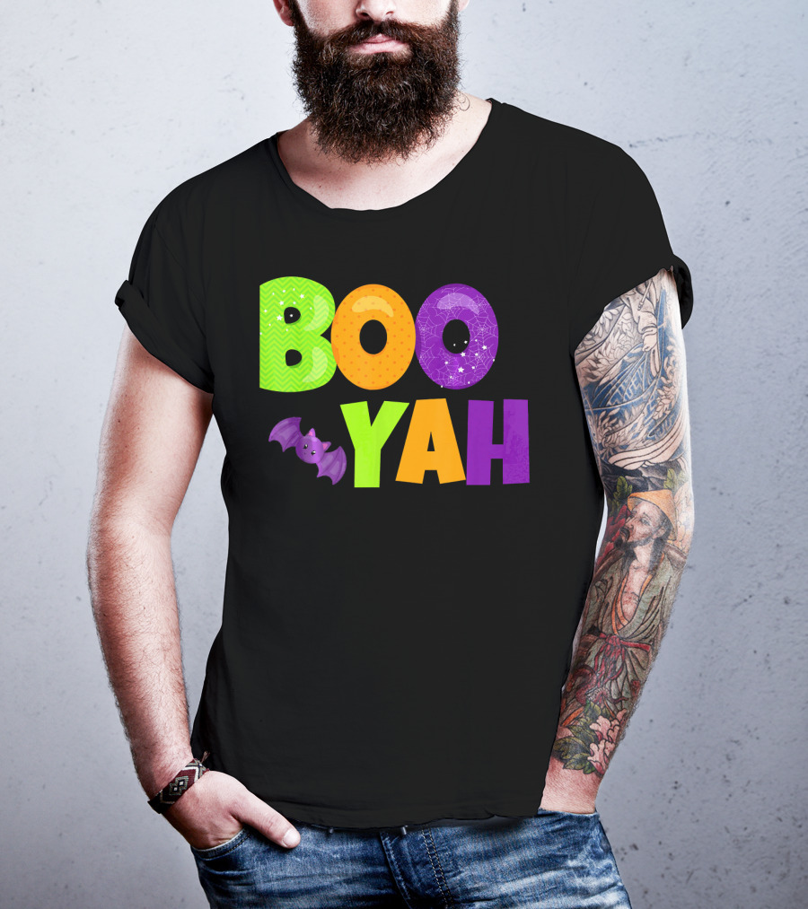 Boo Yah Halloween Bat Spooky Colors T-Shirt