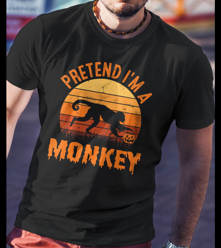Pretend I’m A Monkey Halloween Sunset T-Shirt