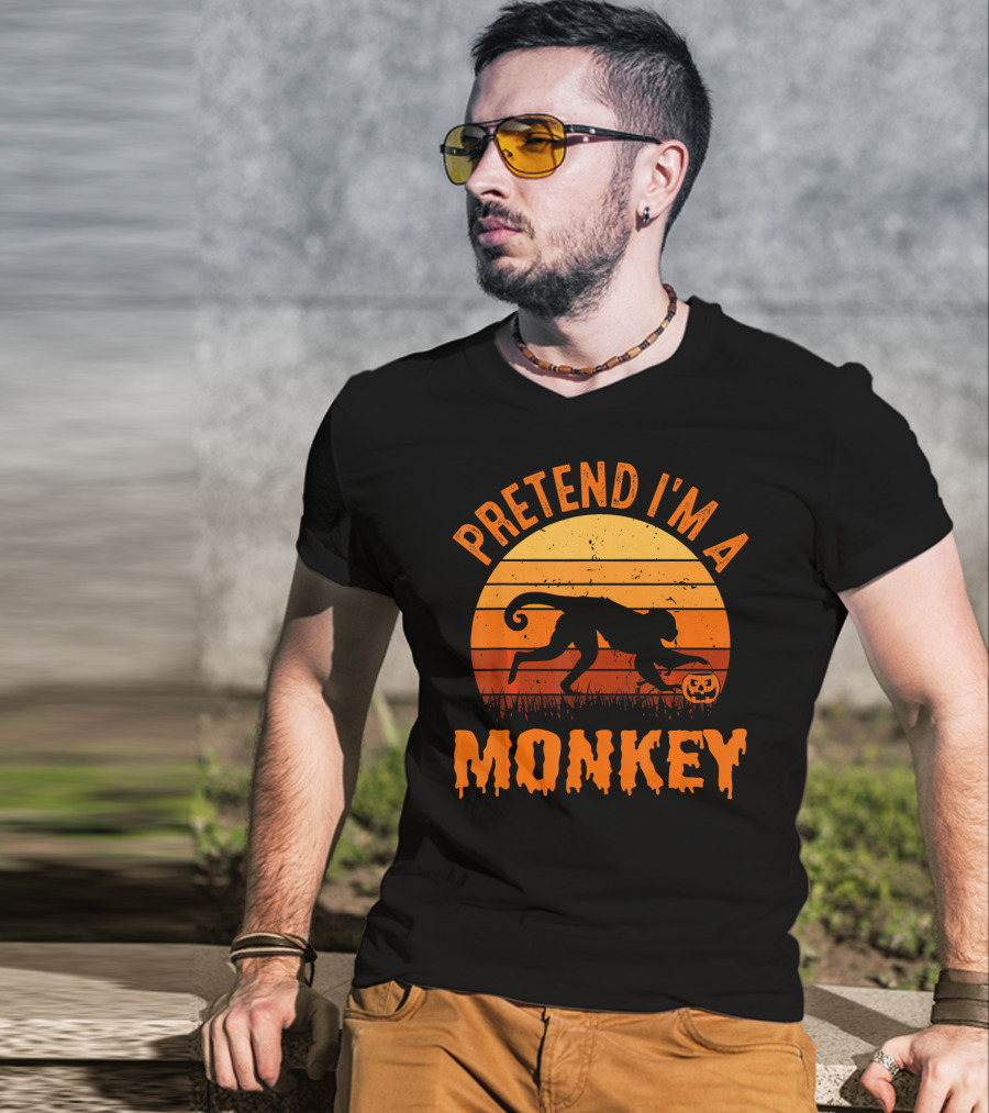 Pretend I’m A Monkey Halloween Sunset T-Shirt