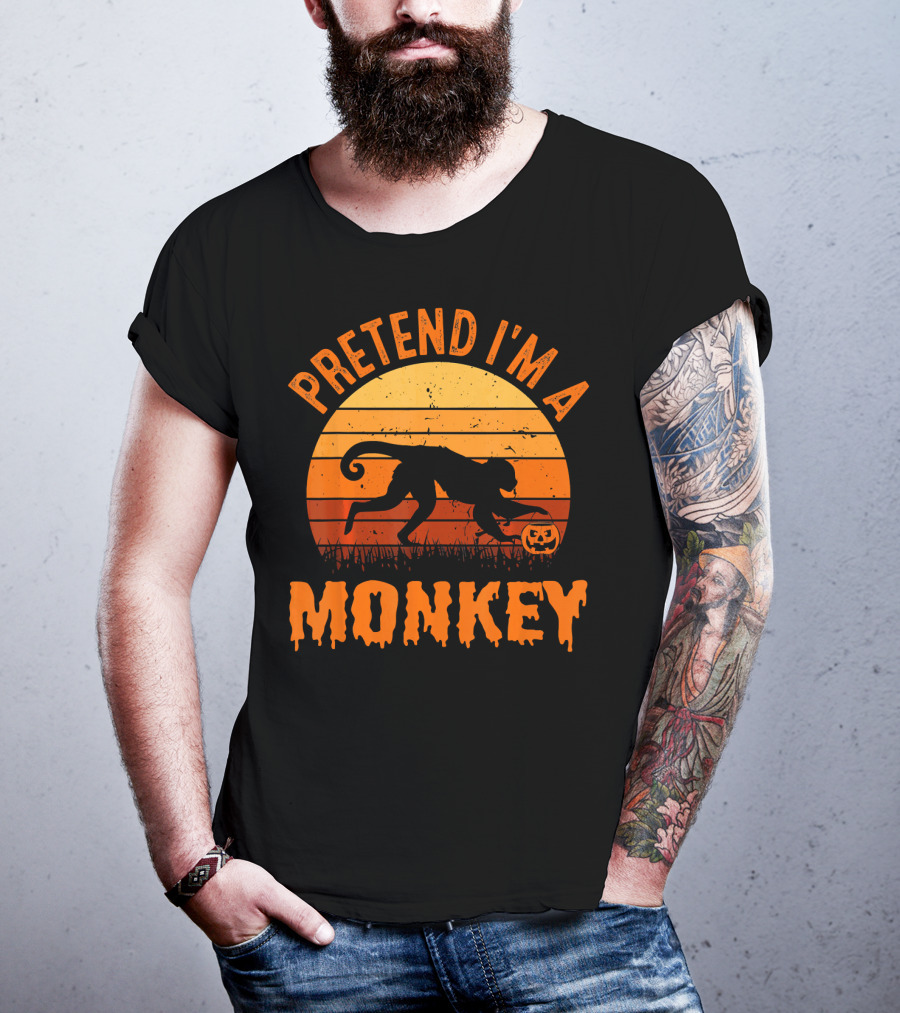 Pretend I’m A Monkey Halloween Sunset T-Shirt