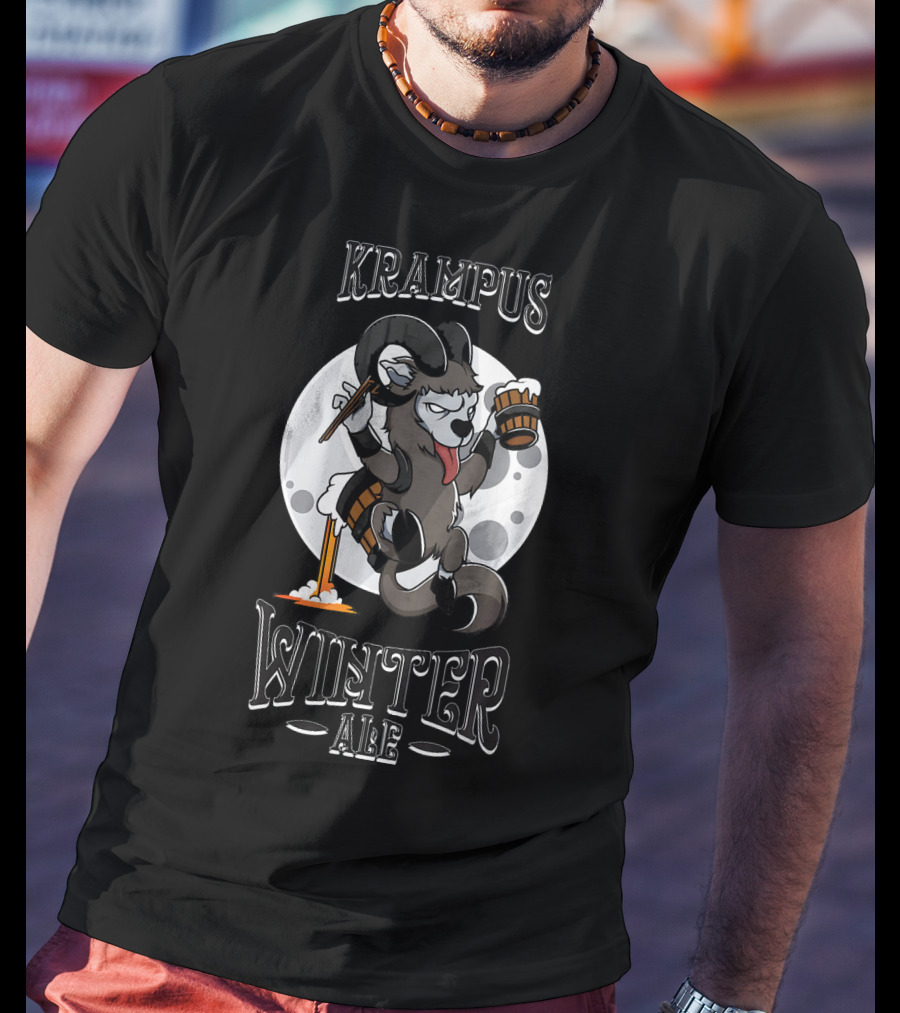Krampus Winter Ale Beer Goth Horror Moon Character T-Shirt