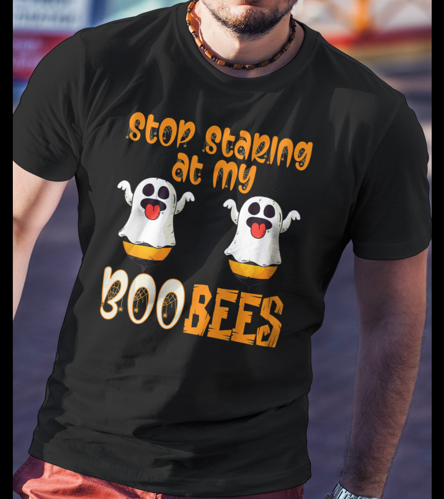 Stop Staring At My Boo Bees Ghosts With Pumpkins T-Shirt