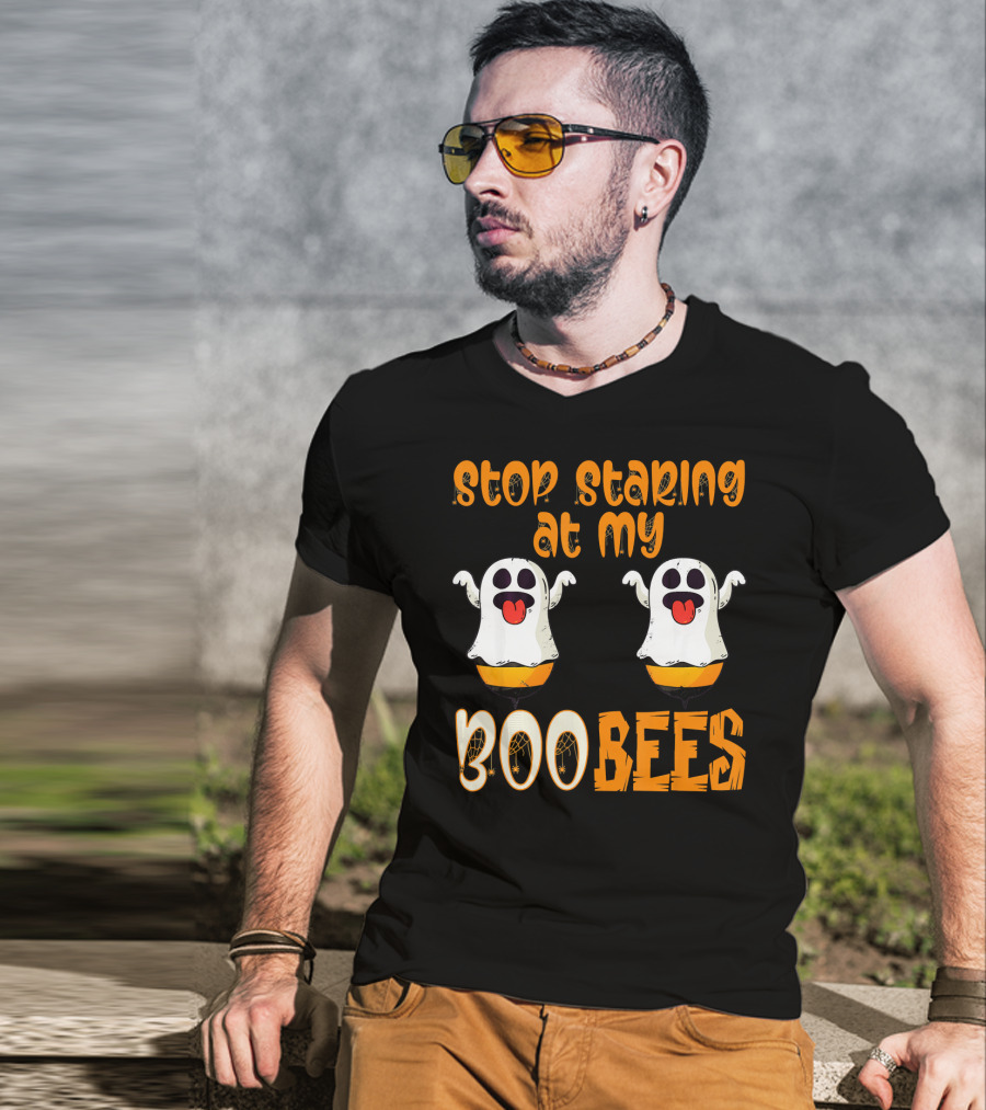 Stop Staring At My Boo Bees Ghosts With Pumpkins T-Shirt