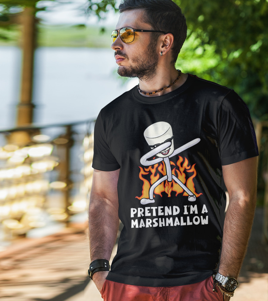 Pretend I'm A Marshmallow Funny Dab With Flames T-Shirt