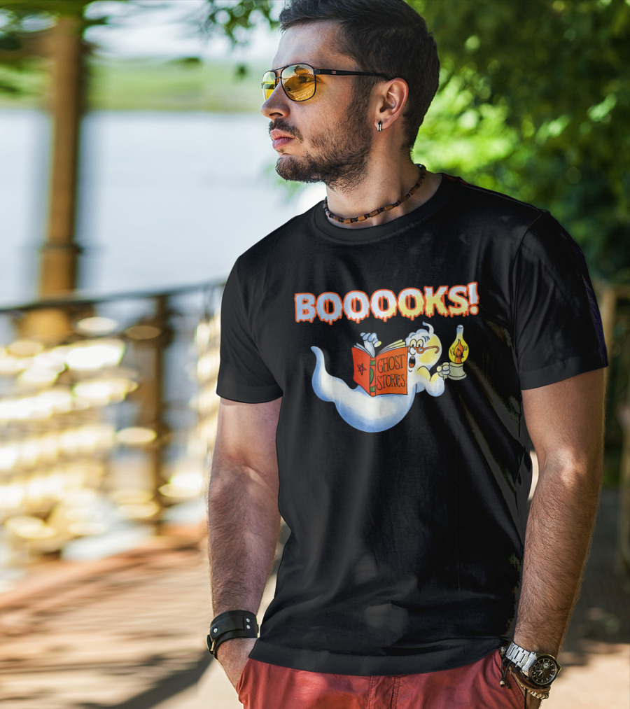 Halloween Ghost Booooks Ghost Stories Lamp Book Lover T-Shirt