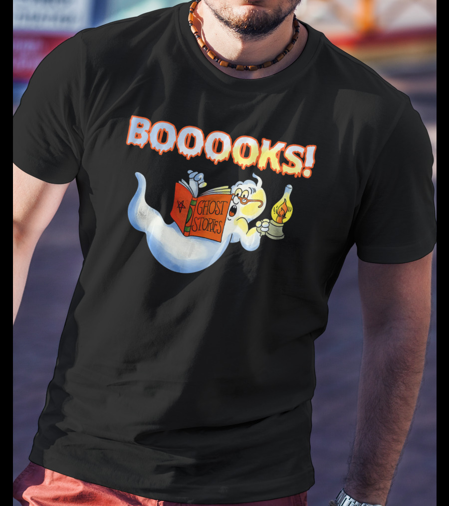 Halloween Ghost Booooks Ghost Stories Lamp Book Lover T-Shirt