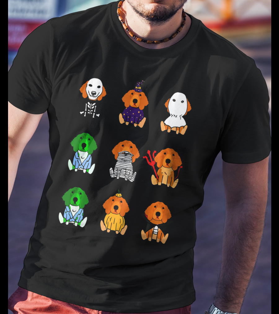 Irish Setter Halloween Costumes Skeleton Mummy Ghost Devil Pumpkin Wizard Green Monster T-Shirt