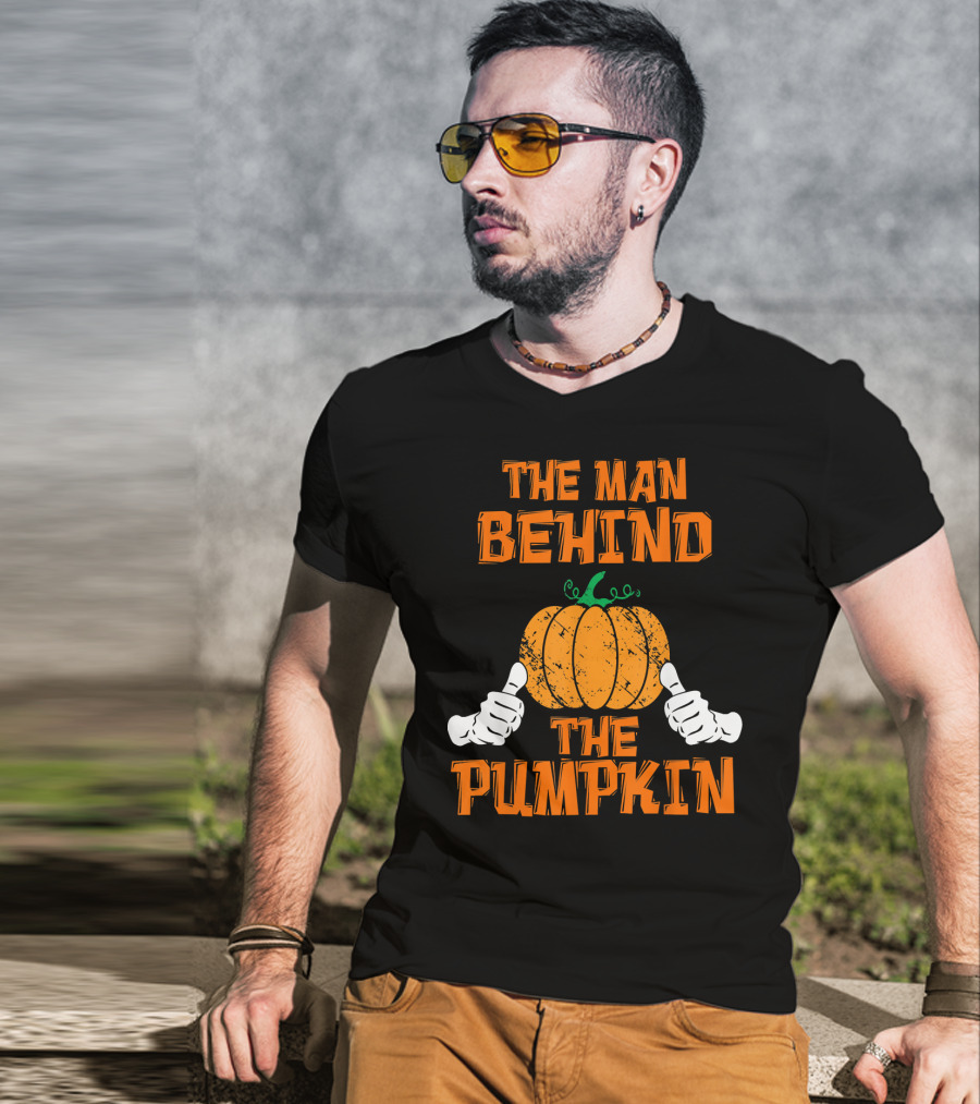 The Man Behind The Pumpkin Halloween Pregnancy Reveal T-Shirt