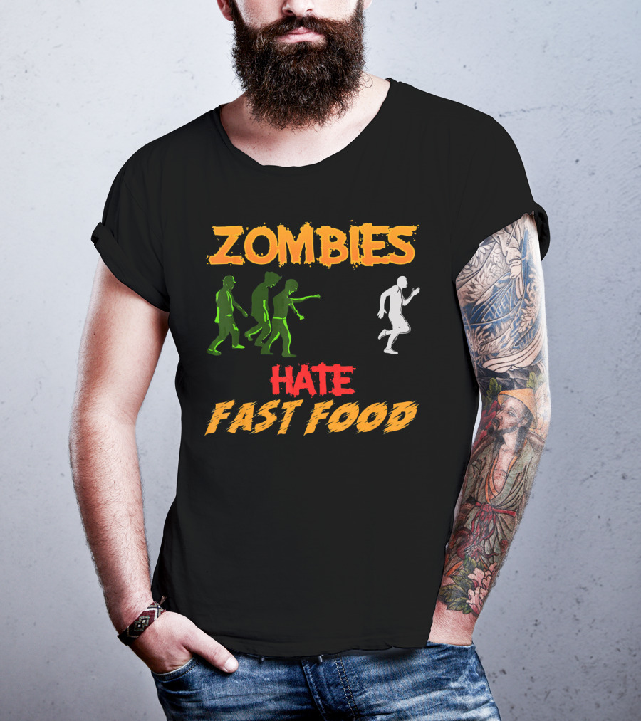 Zombies Hate Fast Food Fleeing From Funny Zombi Chase T-Shirt