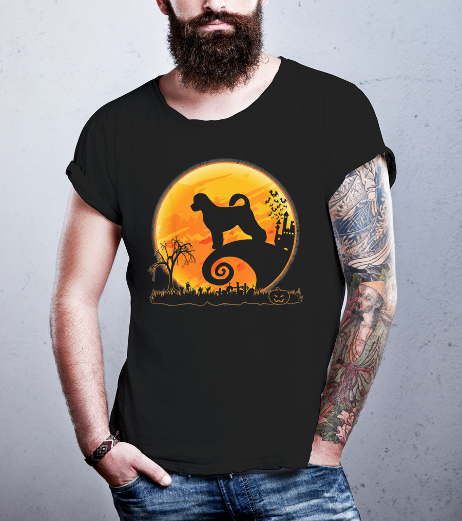 Portuguese Water Dog Moonlit Halloween Scene T-Shirt