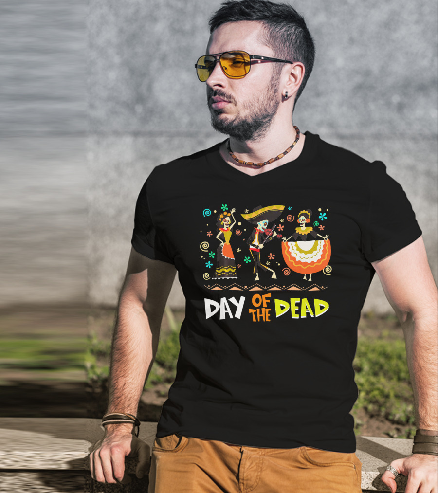 Day Of The Dead Dia De Los Muertos Sugar Skulls Festive Dance T-Shirt
