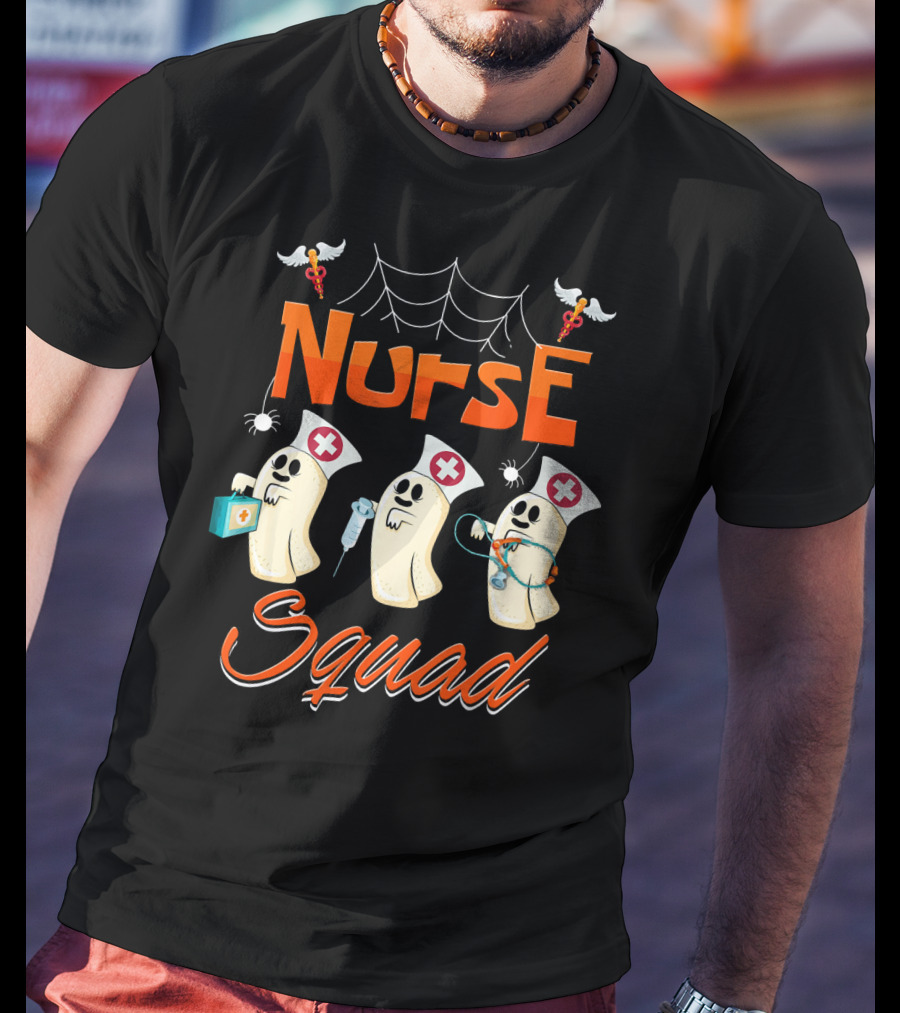 Nurse Squad Spooky Ghosts Halloween Nurse Team T-Shirt