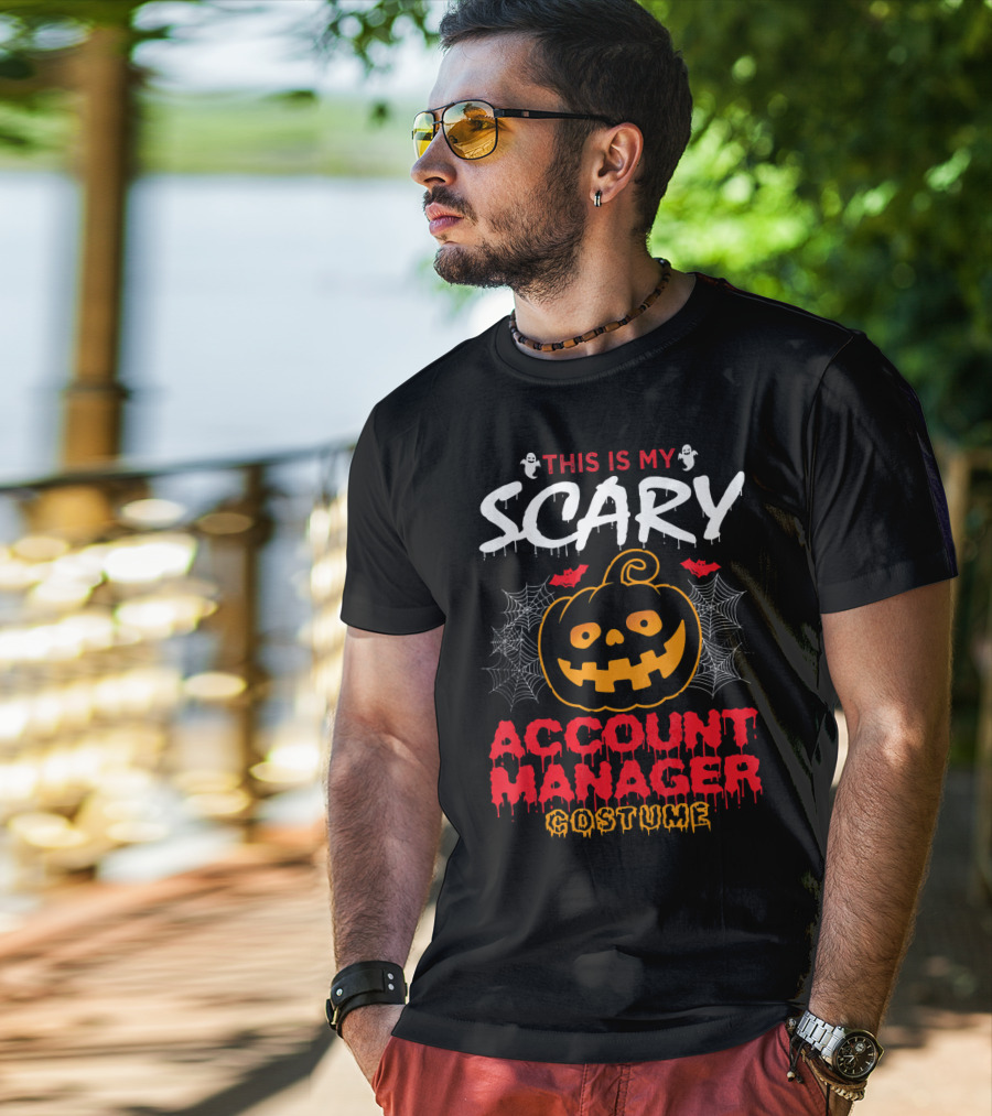 This Is My Scary Account Manager Costume With Jack-O'-Lantern Ghosts And Spiderwebs T-Shirt