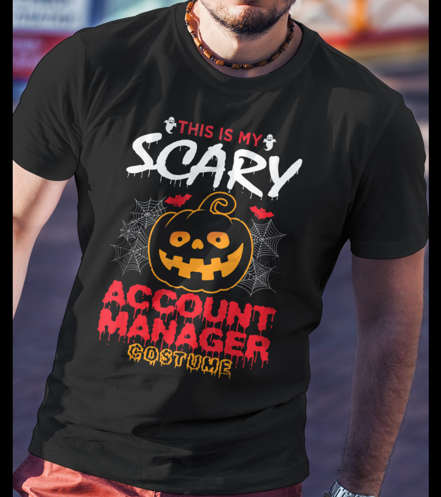 This Is My Scary Account Manager Costume With Jack-O'-Lantern Ghosts And Spiderwebs T-Shirt