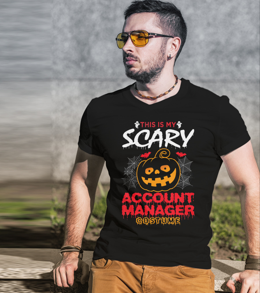 This Is My Scary Account Manager Costume With Jack-O'-Lantern Ghosts And Spiderwebs T-Shirt