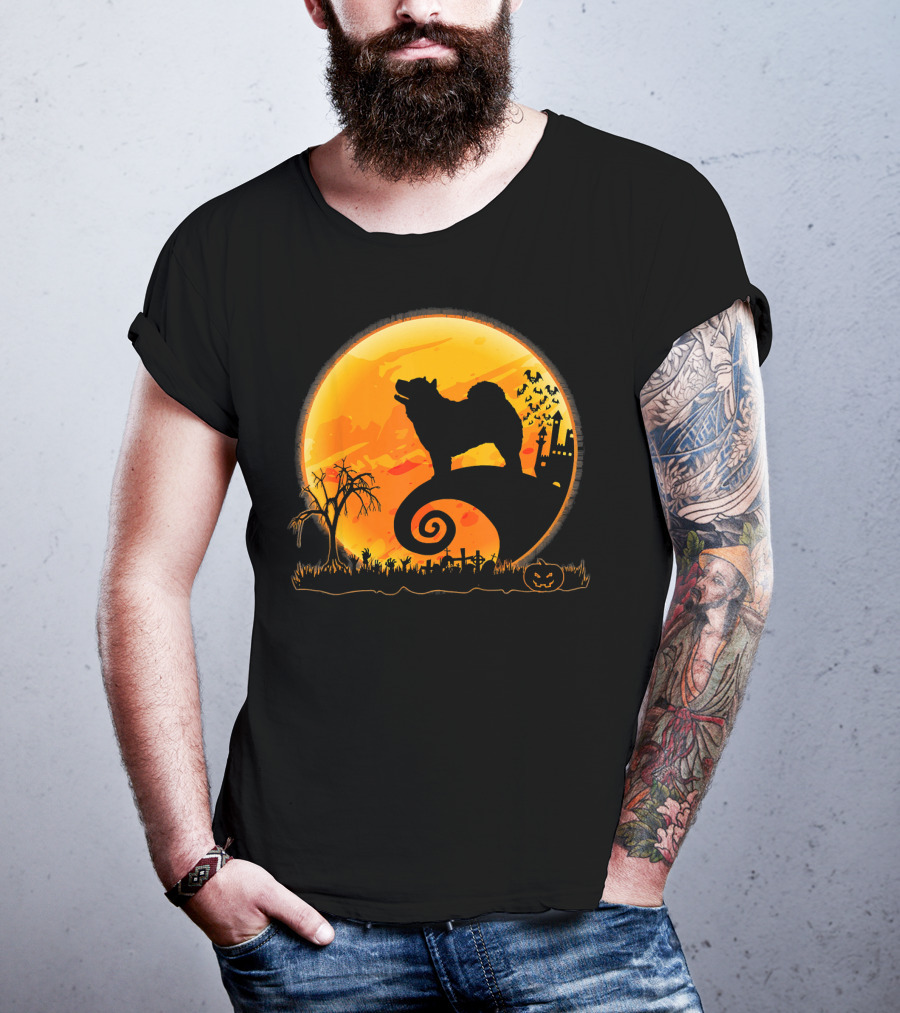 Chow Chow Dog Halloween Moon Silhouette Jack-O'-Lantern T-Shirt